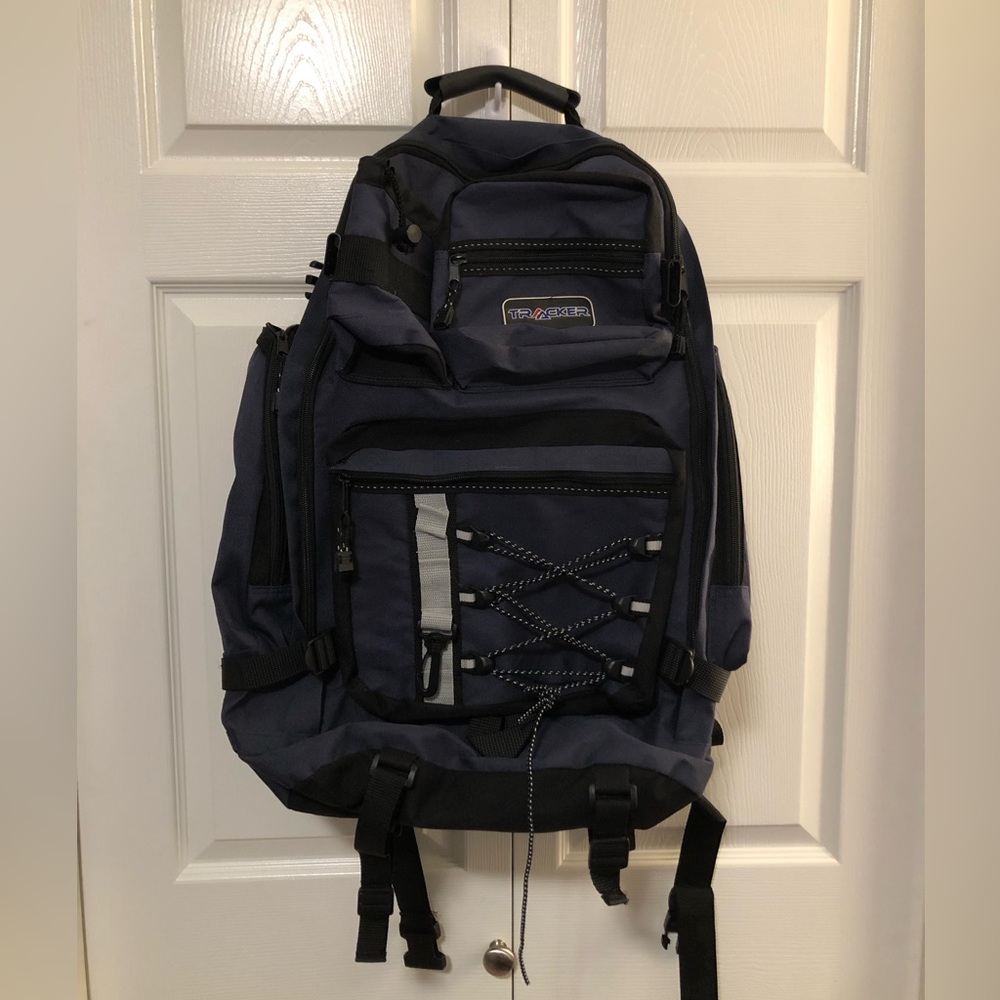 Men's Navy Backpack with Multiple Compartments